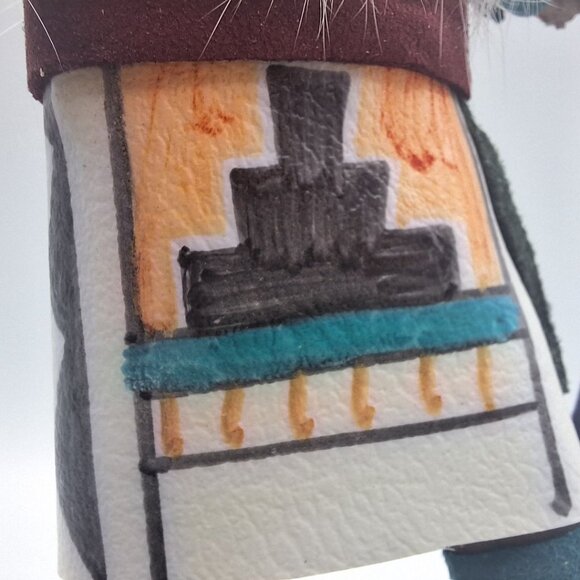 Kachina Handmade Doll Signed 8 Inch Wolf AM Native American Indian Art Wood Fur - Picture 10 of 14